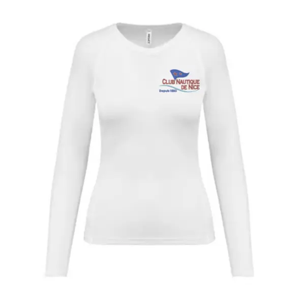 PA444 - T-shirt de sport manches longues femme blanc Taille XS
